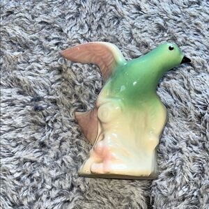 Vintage Royal Copley Finch On Tree Stump Ceramic Planter MCM